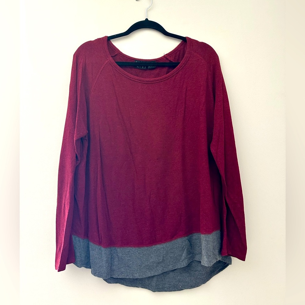 Maroon and grey oversized sweater